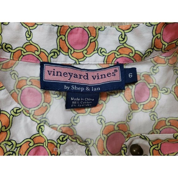 Vineyard Vines Sz 6 Tunic Mandarin Neck Long Sleeve Multicolor Graphic Top - Picture 5 of 12
